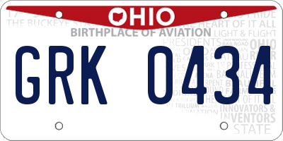 OH license plate GRK0434