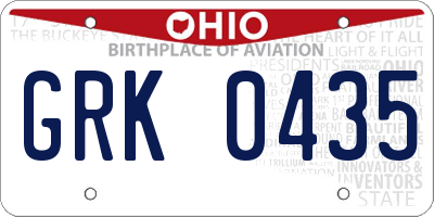 OH license plate GRK0435