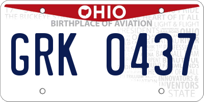 OH license plate GRK0437