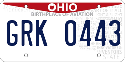 OH license plate GRK0443