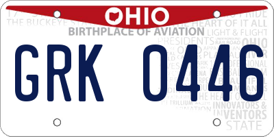 OH license plate GRK0446