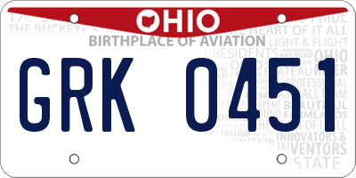 OH license plate GRK0451