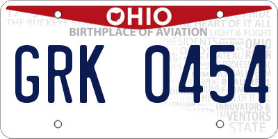 OH license plate GRK0454