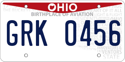 OH license plate GRK0456