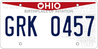 OH license plate GRK0457