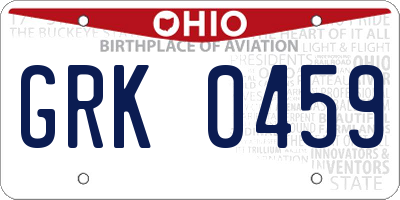 OH license plate GRK0459