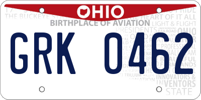 OH license plate GRK0462