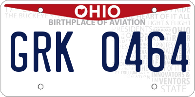 OH license plate GRK0464