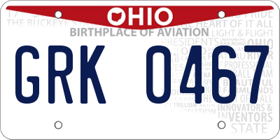 OH license plate GRK0467