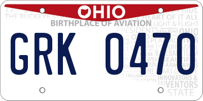 OH license plate GRK0470