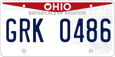 OH license plate GRK0486