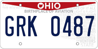 OH license plate GRK0487