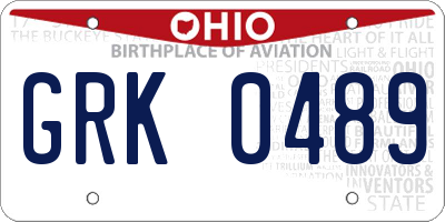 OH license plate GRK0489