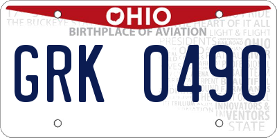 OH license plate GRK0490