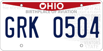 OH license plate GRK0504