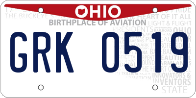 OH license plate GRK0519