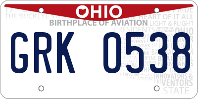 OH license plate GRK0538