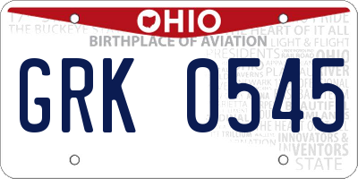 OH license plate GRK0545
