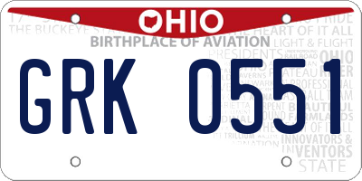 OH license plate GRK0551