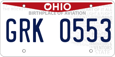 OH license plate GRK0553