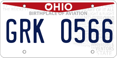 OH license plate GRK0566