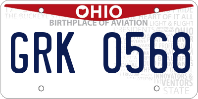 OH license plate GRK0568