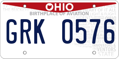 OH license plate GRK0576