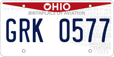 OH license plate GRK0577
