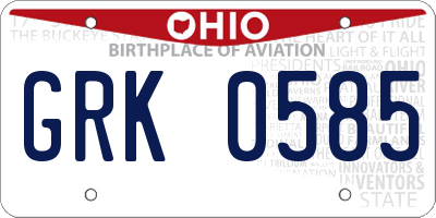OH license plate GRK0585