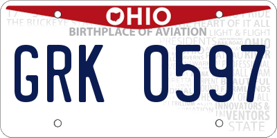 OH license plate GRK0597
