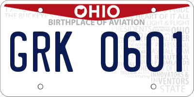 OH license plate GRK0601