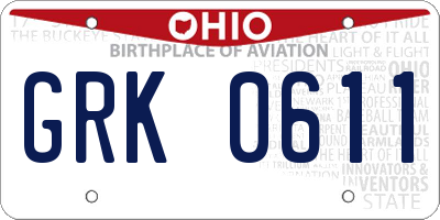 OH license plate GRK0611