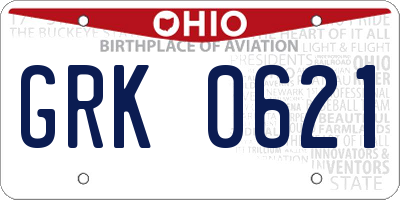 OH license plate GRK0621