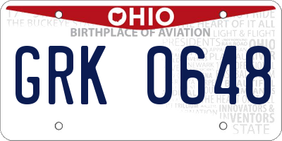OH license plate GRK0648