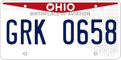 OH license plate GRK0658