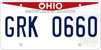 OH license plate GRK0660