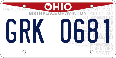 OH license plate GRK0681