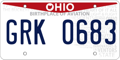 OH license plate GRK0683