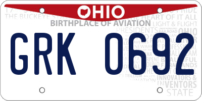 OH license plate GRK0692