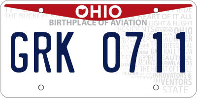 OH license plate GRK0711