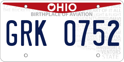 OH license plate GRK0752