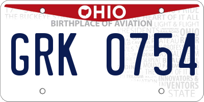 OH license plate GRK0754