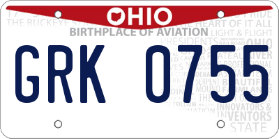 OH license plate GRK0755