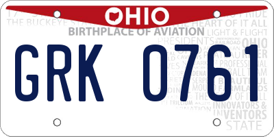 OH license plate GRK0761