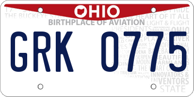 OH license plate GRK0775