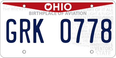 OH license plate GRK0778