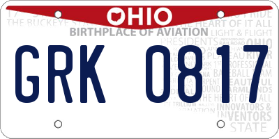 OH license plate GRK0817