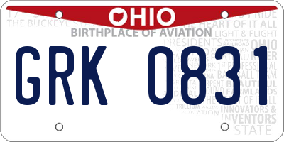 OH license plate GRK0831