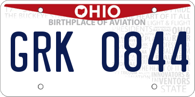 OH license plate GRK0844