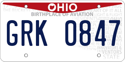 OH license plate GRK0847